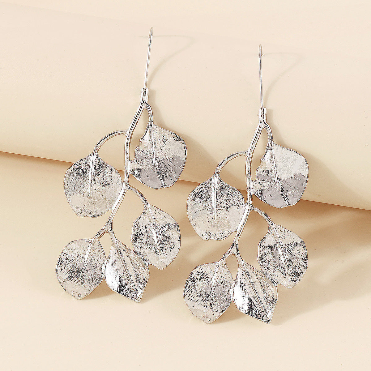 Elegant Metallic Leaves Necklace&Earrings