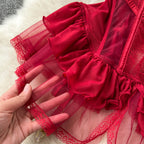 Vintage Mesh Ruffled Halter Dress