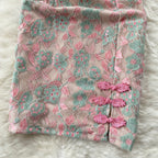 Embroidered Floral Printed Slit Cheongsam Dress