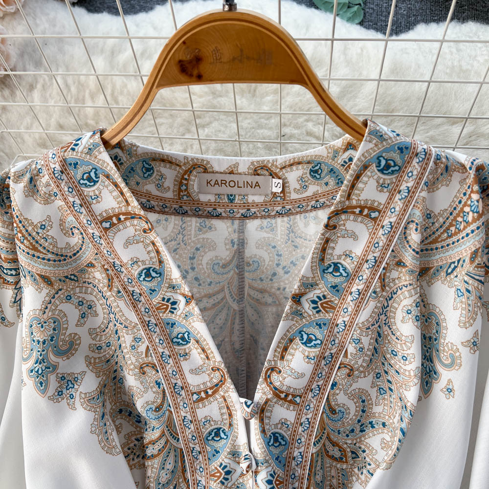 Floral Printed Single-breasted Dress