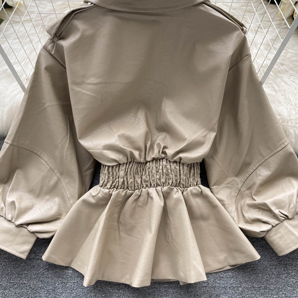 Niche Waist-slimming Leather Jacket