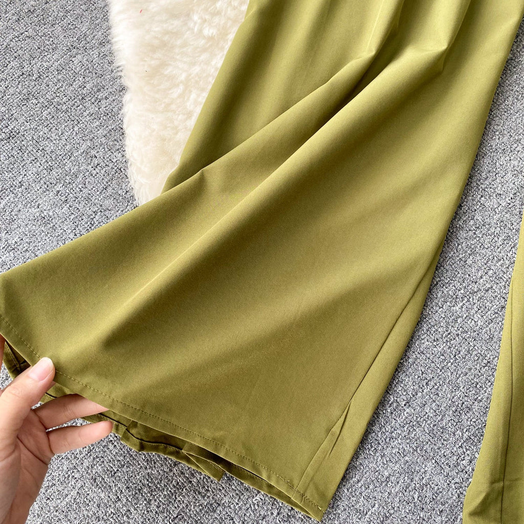 Loose-fitting Shirt&Pleated Trousers 2Pcs