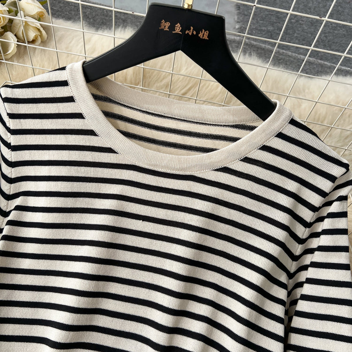 Striped Sweater&Draped Trousers Knitted 2Pcs