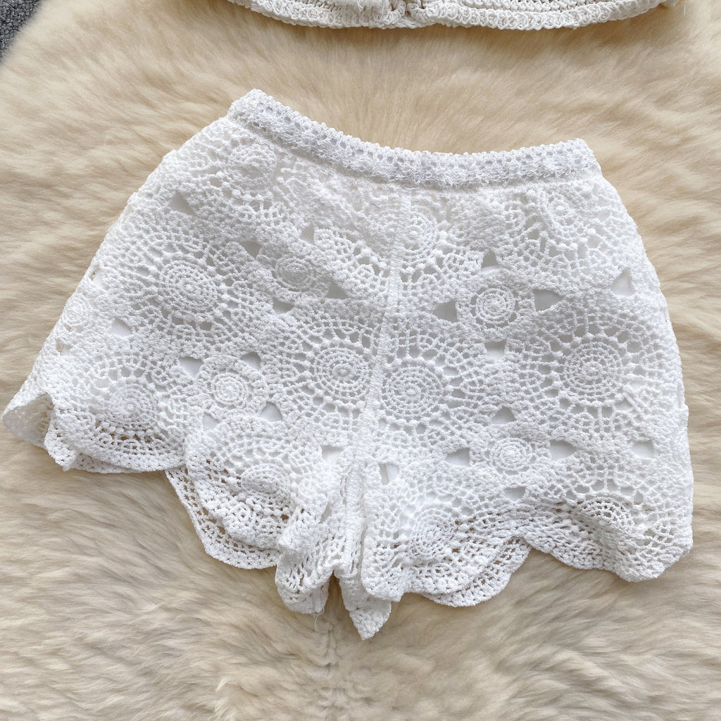 Camisole&Crochet Shorts Knitted 2Pcs