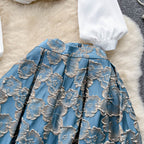Embroidery Shirt&Floral Skirt 2Pcs Set