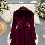 Velvet Dress With Suit Collar