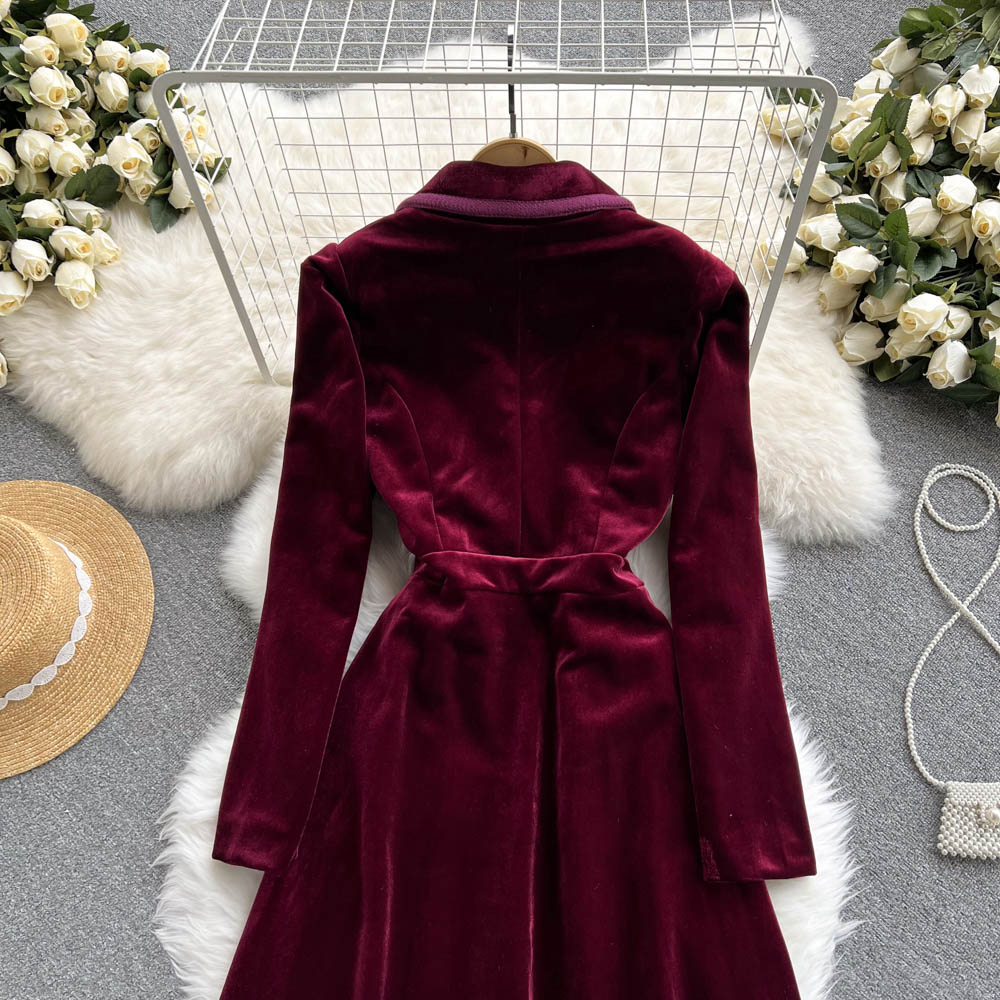 Velvet Dress With Suit Collar