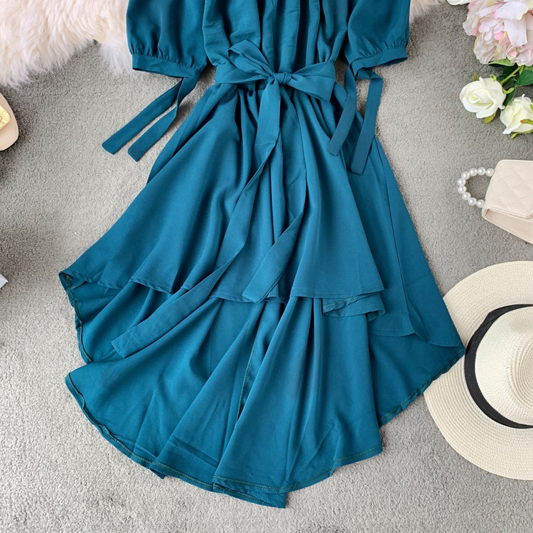 Lace-up Chiffon Strapless Dress