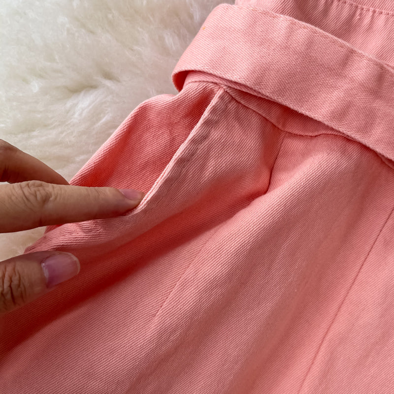 Chic Solid Color Suspender jumpsuit