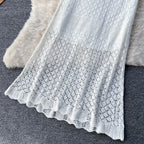 Crochet Top&Fishtail Skirt 2Pcs Set