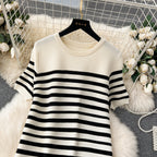 Color-block Striped Loose Knitted Dress