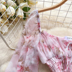 Fairy Pink Floral Pleated Dress