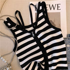 Black&White Striped Zip Camisole