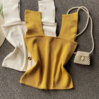 Thin Sleeveless Knit Top With Wide Straps