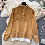 Color Blocking Jumper&Trousers Knitted 2Pcs