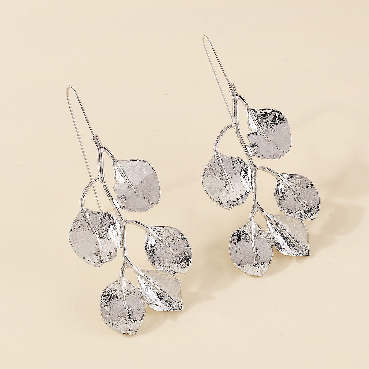 Elegant Metallic Leaves Necklace&Earrings