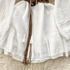 Sweetie Lace-up Ruffled White Dress