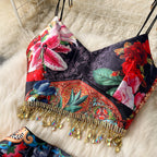 Fringed Camisole&Skirt Floral 2Pcs