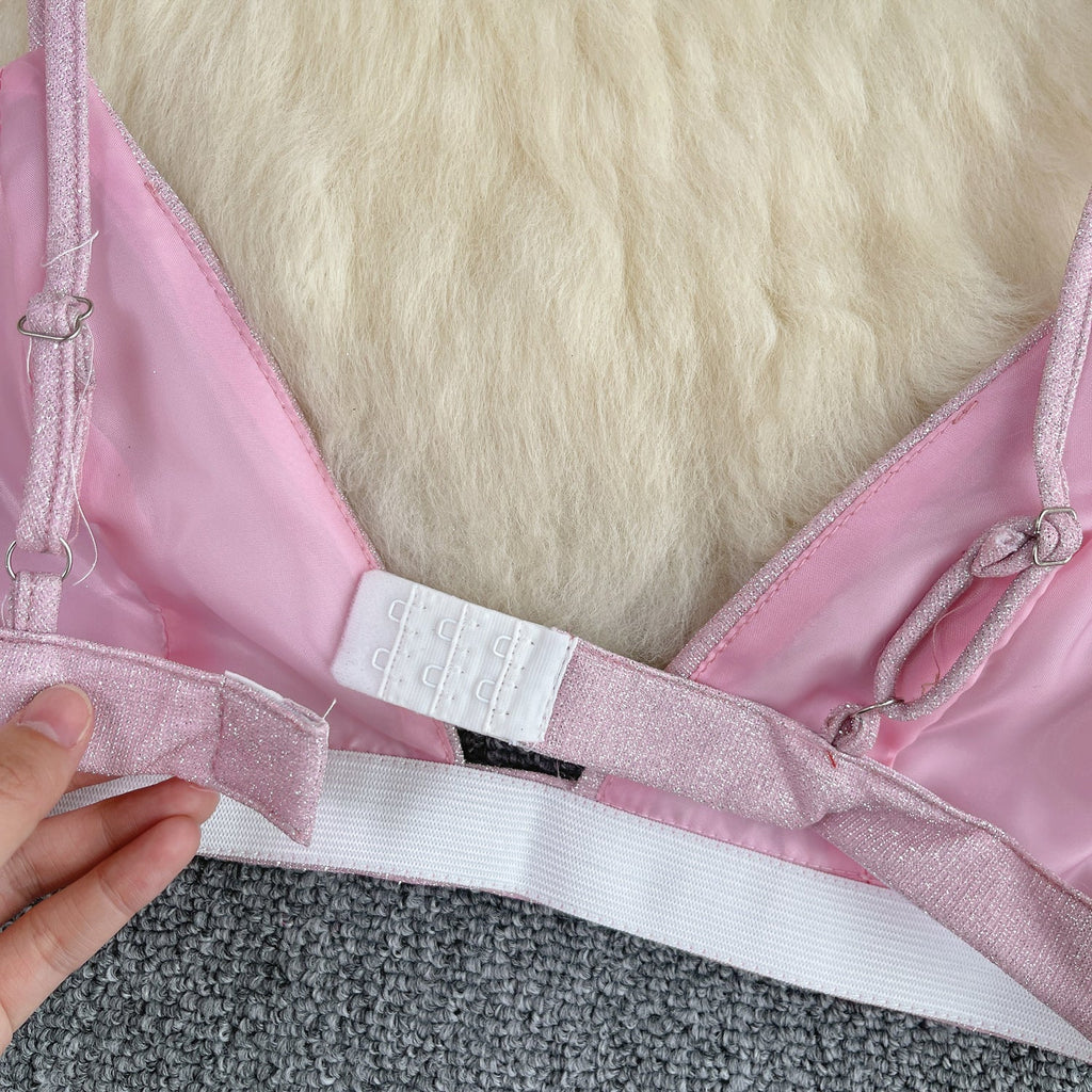 Chic Glossy Sequin Lingerie Top
