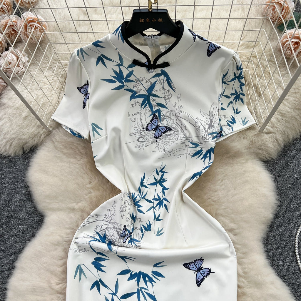 Chinese Style Floral Split Cheongsam