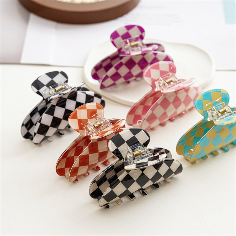 Colorful Checkerboard Hair Claws