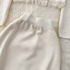 Cardigan&Half-body Skirt Fringed Knit 2Pcs