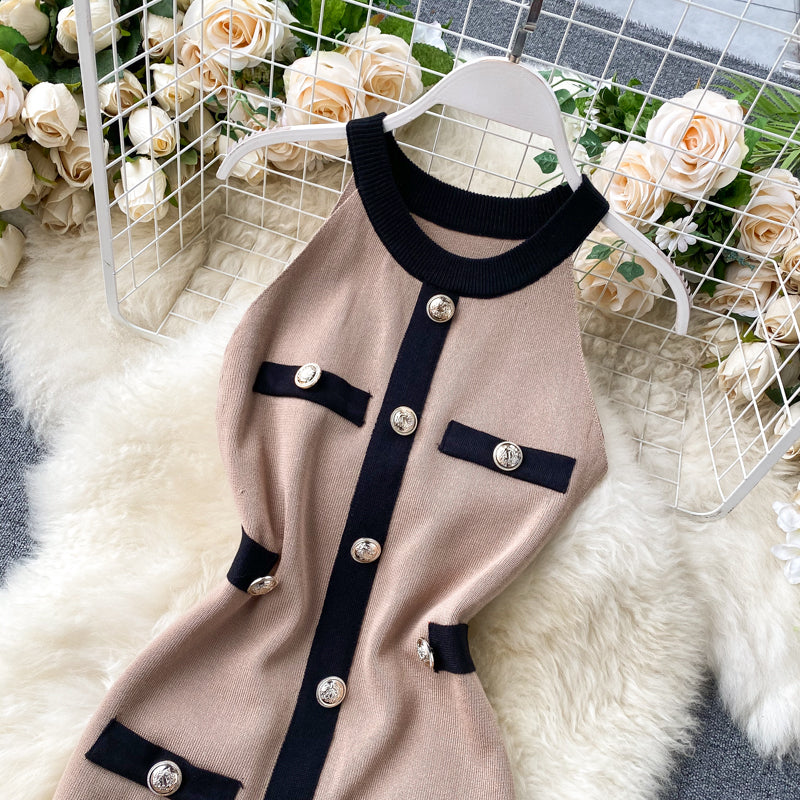 Halter-breasted Knitted Hip Dress