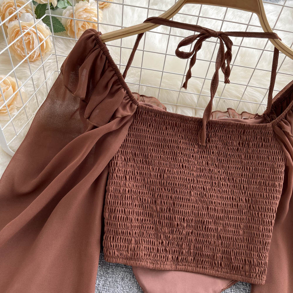 Loose Lace-up Halter Shirt