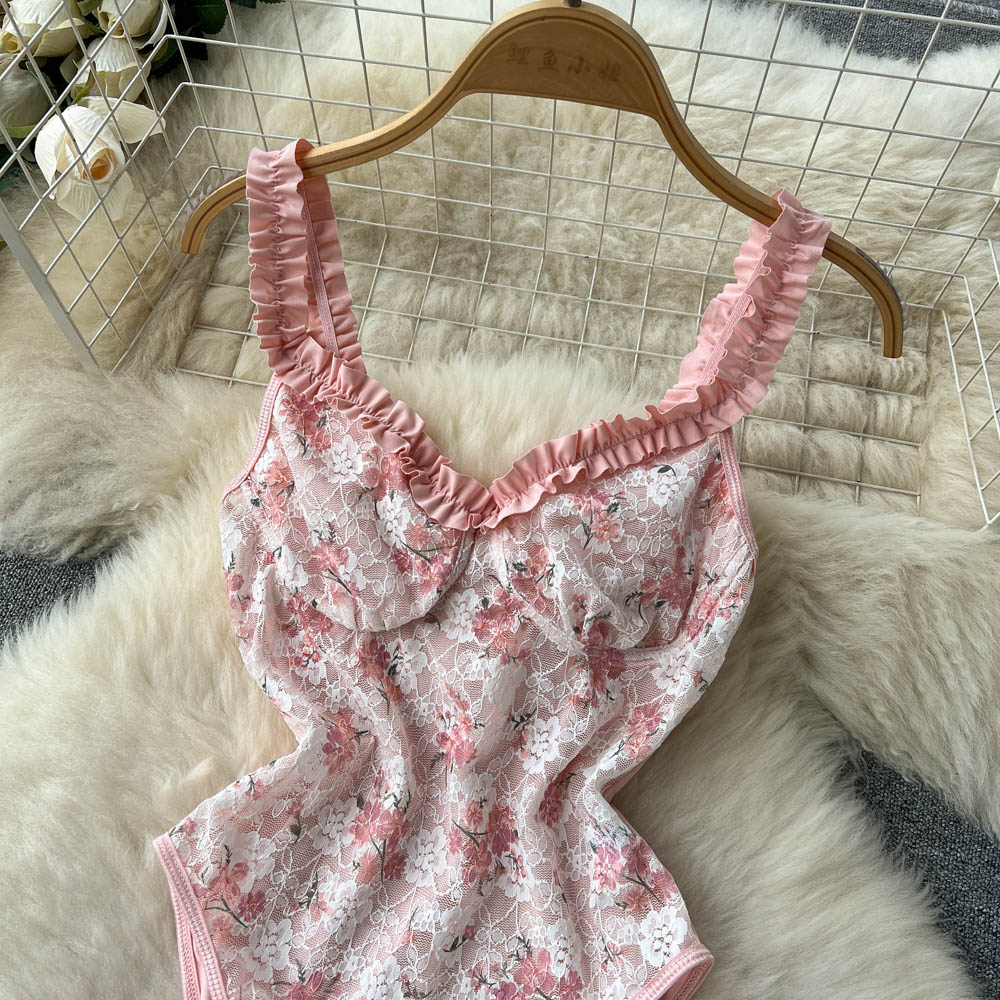Pink Lace Embroidered Floral Jumpsuit