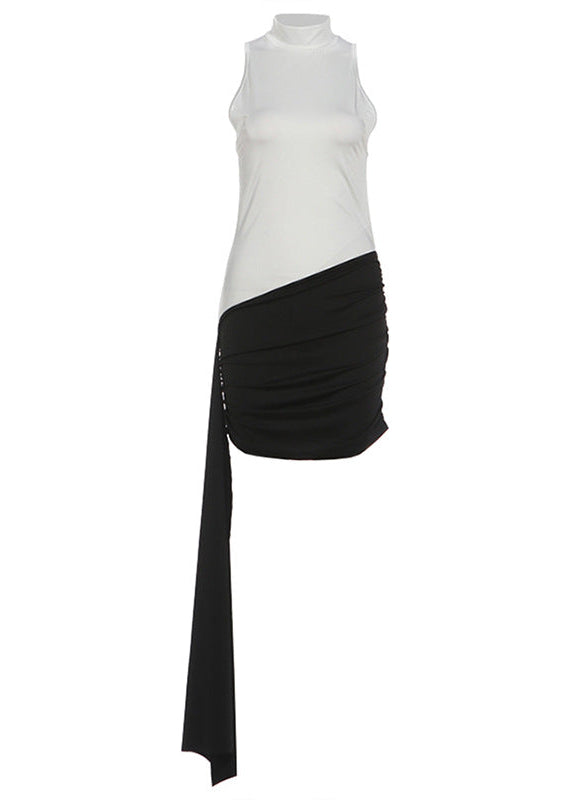 Dewei High Neck Draped Mini Dress