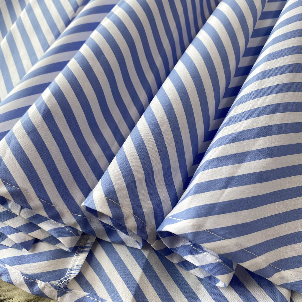 Lapeled Puffy Sleeve Striped Dress