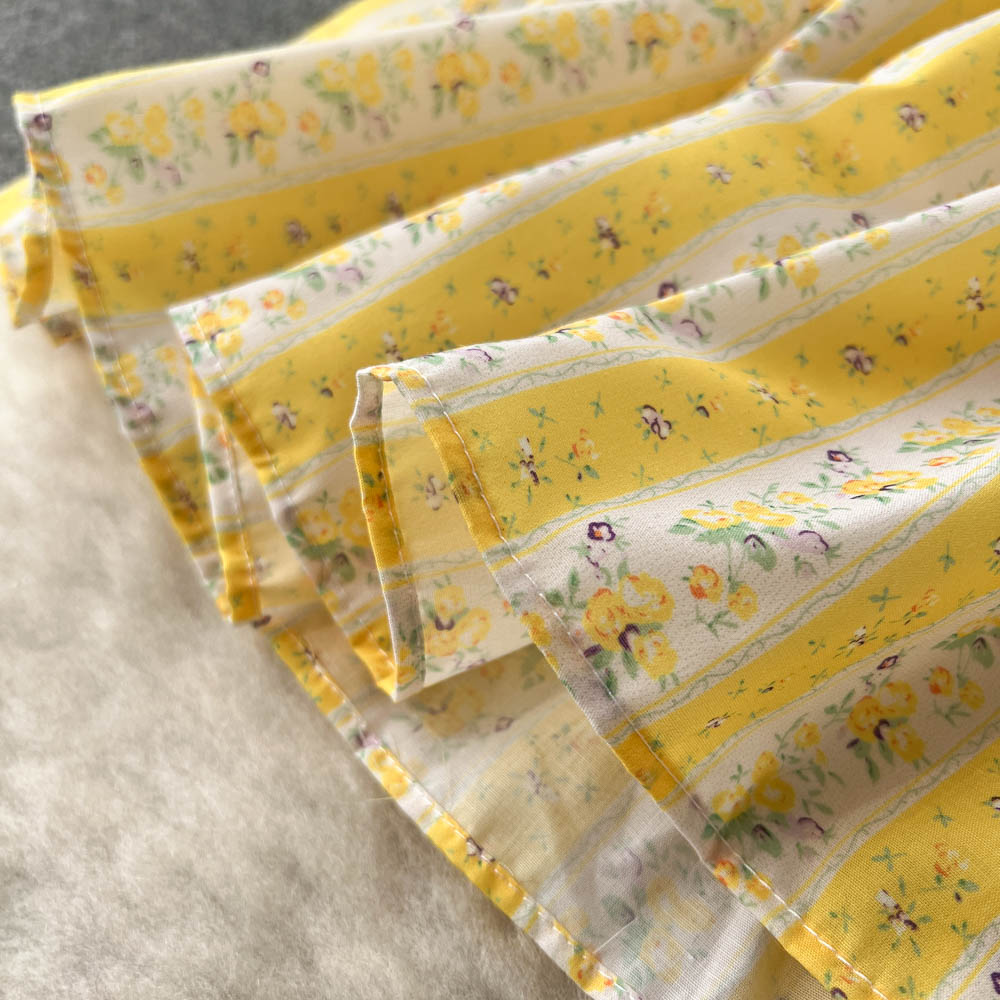 Elastic Waist Patchwork Floral Skirt