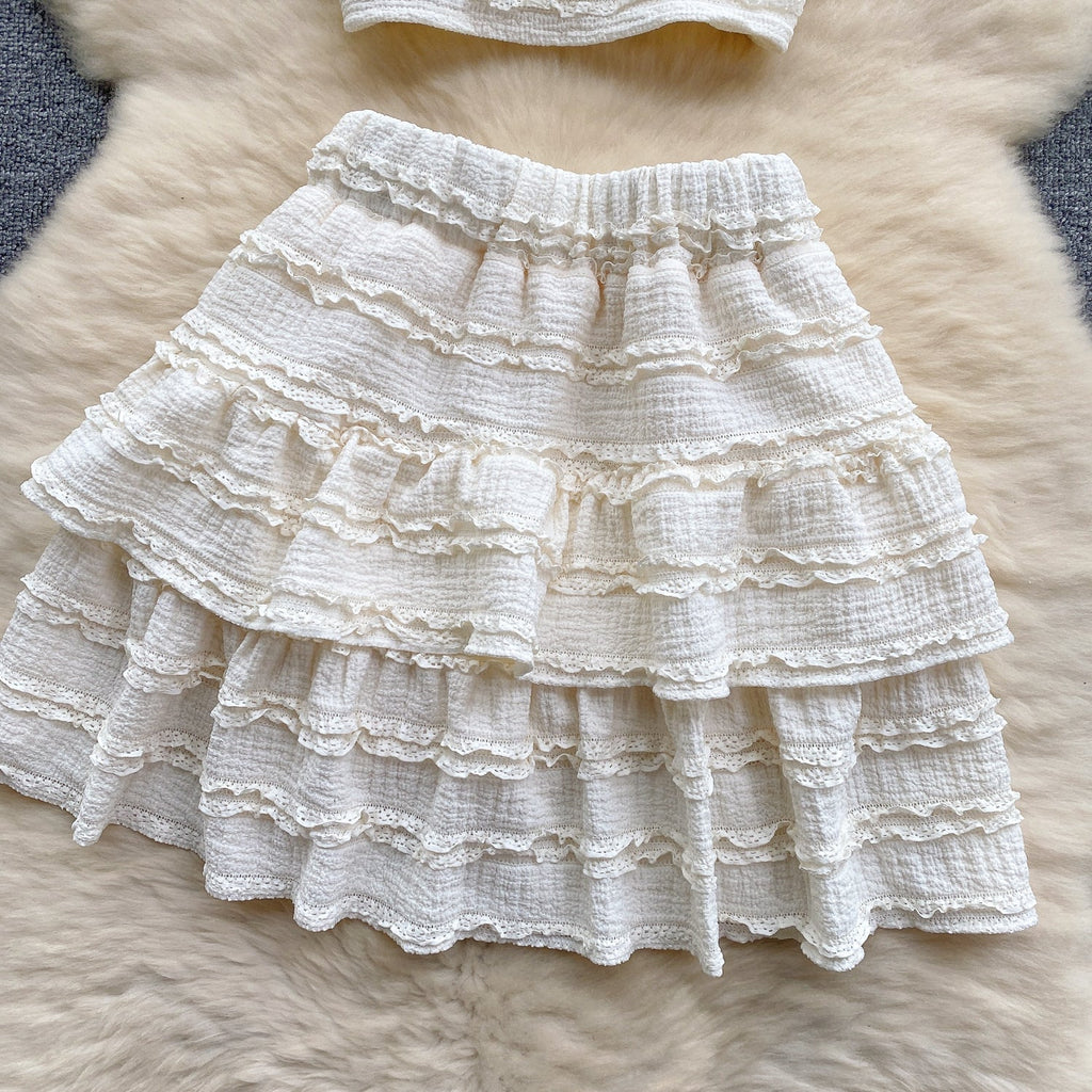Camisole&Ruffled Skirt Lace 2Pcs