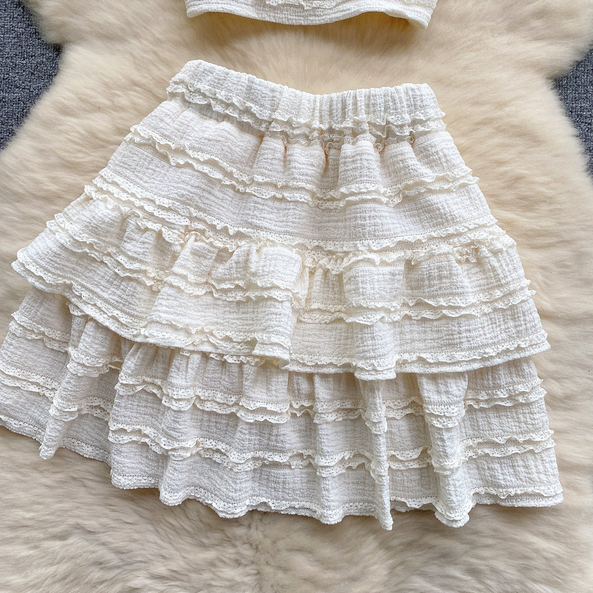 Camisole&Ruffled Skirt Lace 2Pcs