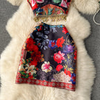 Fringed Camisole&Skirt Floral 2Pcs