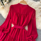 Vintage Single Breasted Chiffon Dress