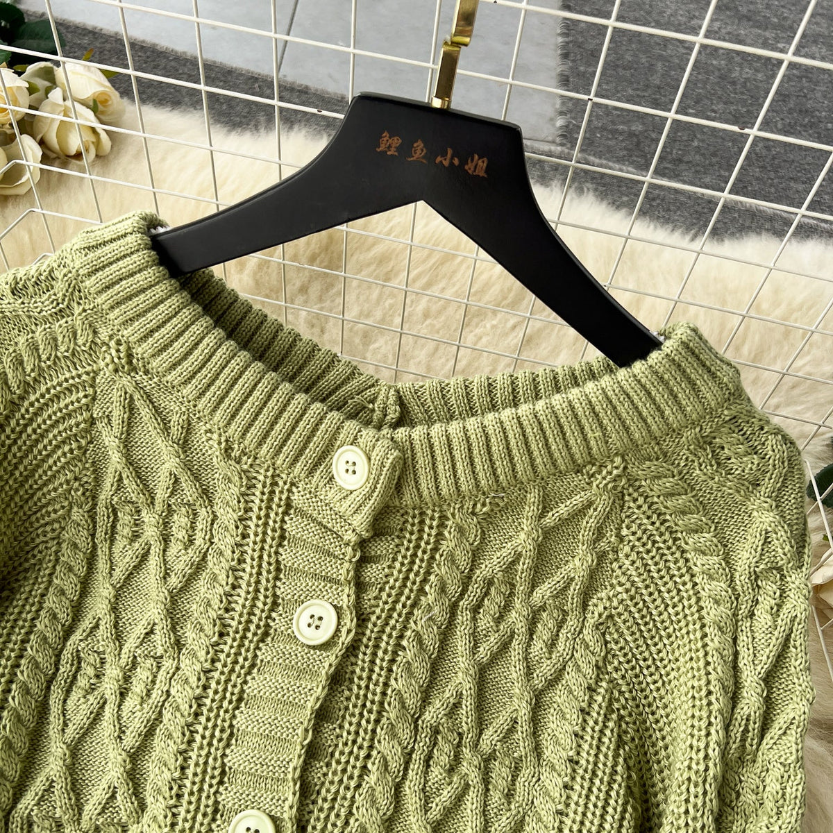Twisted Cardigan&Split Skirt Knitted 2Pcs