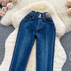 Chic High-waist Straight Ninth Jeans