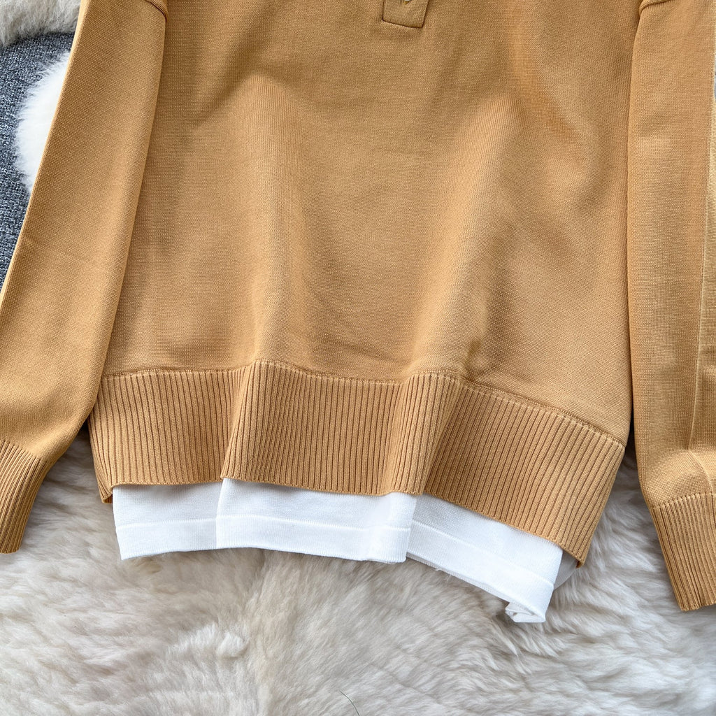 Color Blocking Jumper&Trousers Knitted 2Pcs