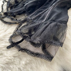 Black Lace Patchwork Halter Dress