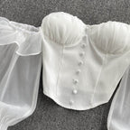 Strapless Chiffon Long Sleeve Top