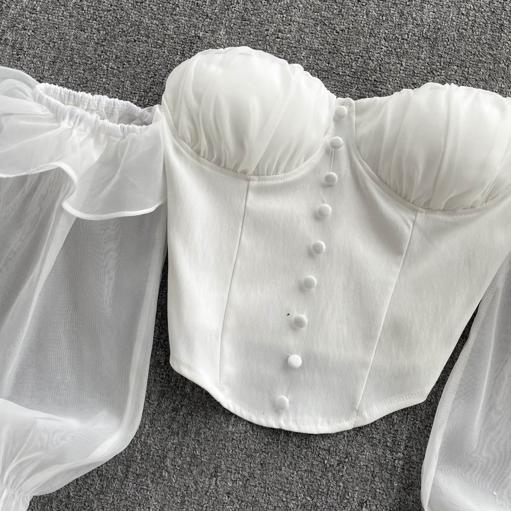 Strapless Chiffon Long Sleeve Top