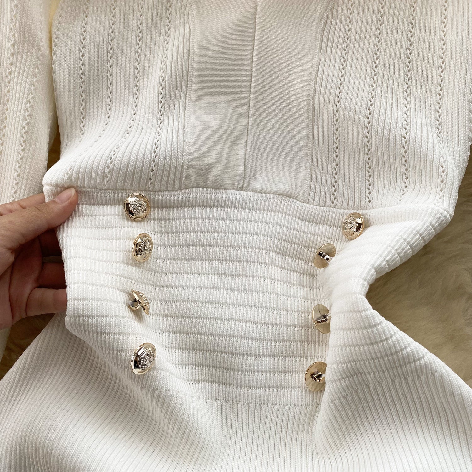 Vintage Double-breasted Knitted Dress