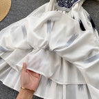Crew Neck Sleeveless Embroidered Dress