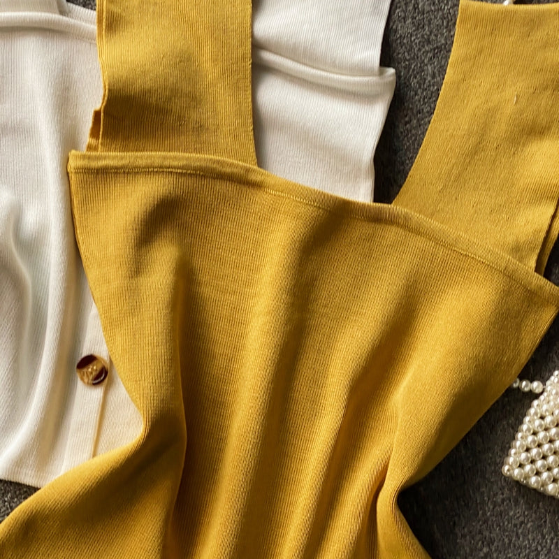 Thin Sleeveless Knit Top With Wide Straps