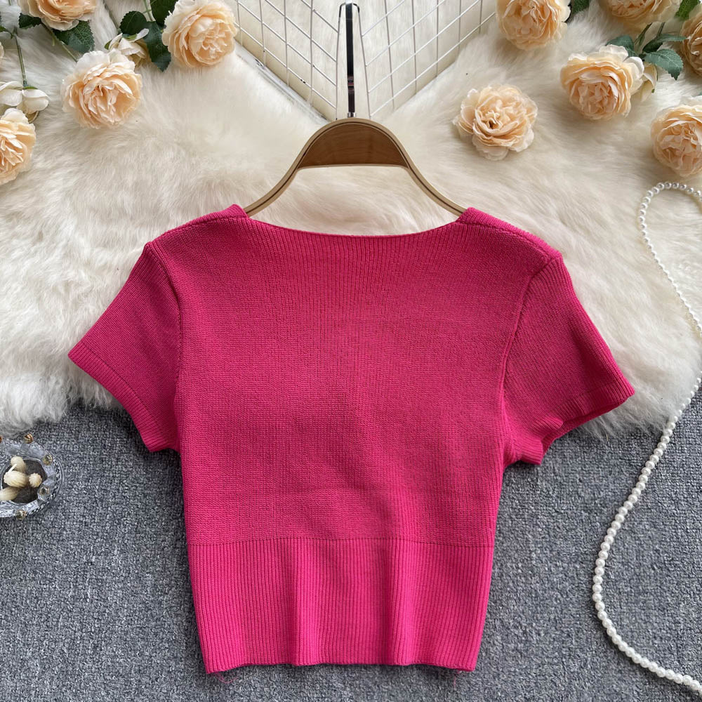 Short Sleeve Solid Colour Stretch T-shirt
