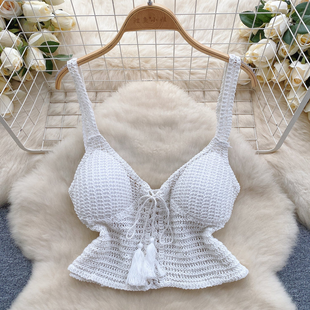 Camisole&Crochet Shorts Knitted 2Pcs