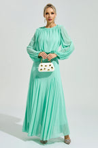 Laxory Green Pleated Maxi Dress