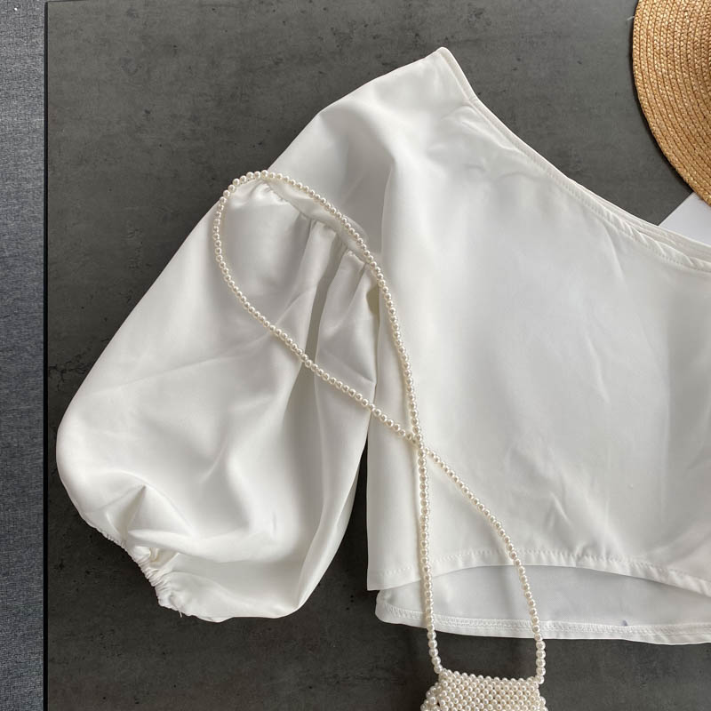 Raglan Neckline Puff Sleeves Top