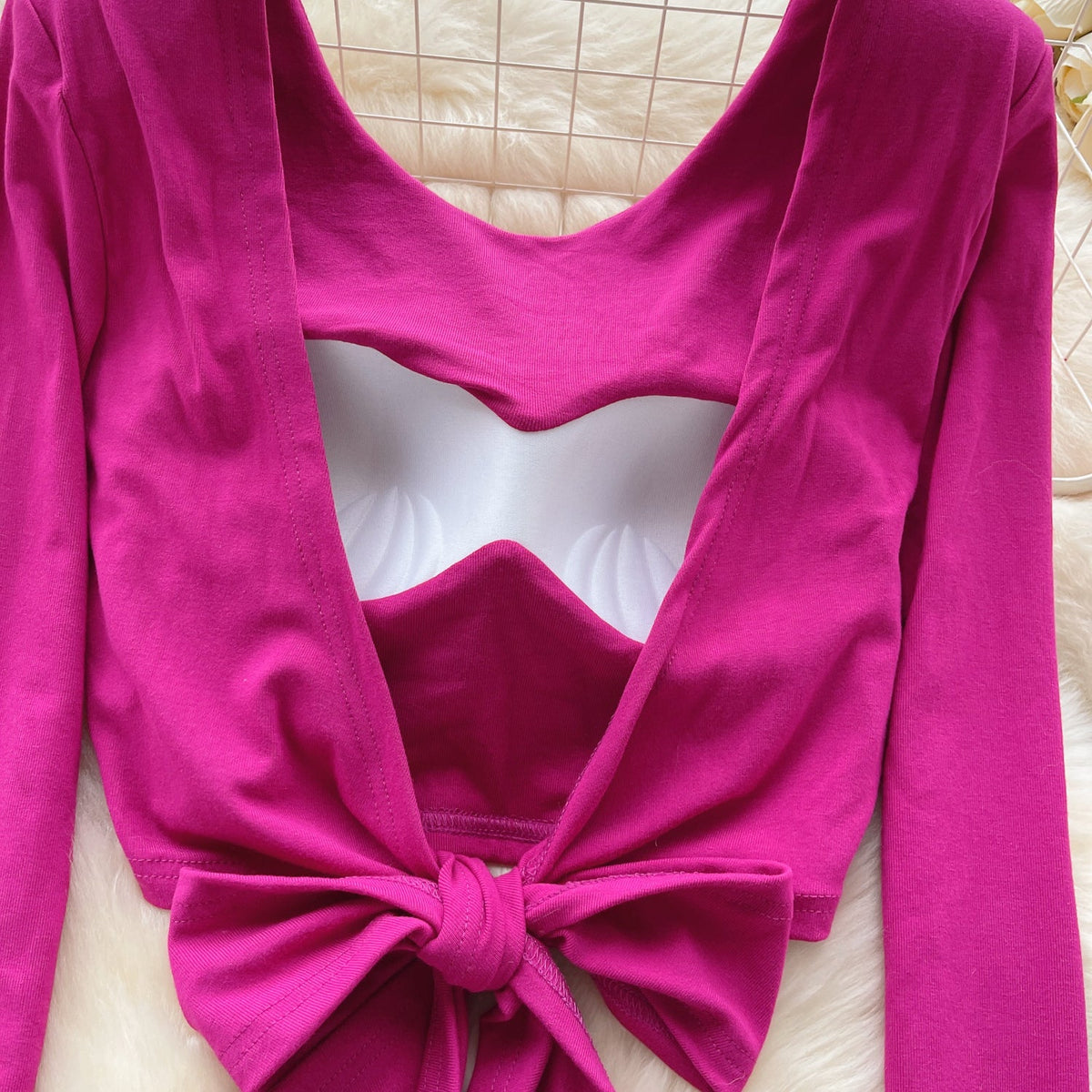 Chic U-neck Backless Lace-up Top